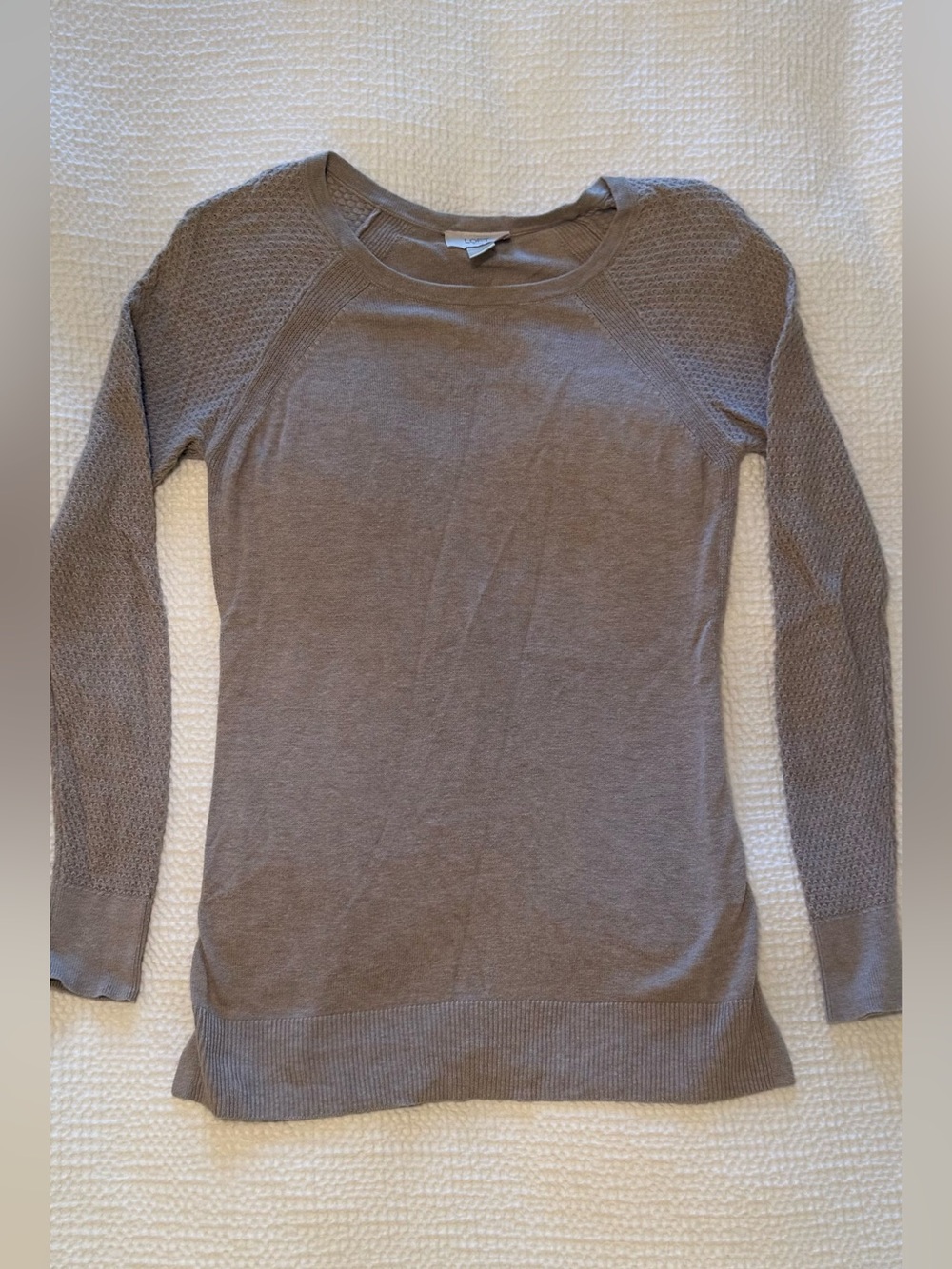 LOFT | Soft Taupe Lightweight Crewneck Sweater | Size = XS